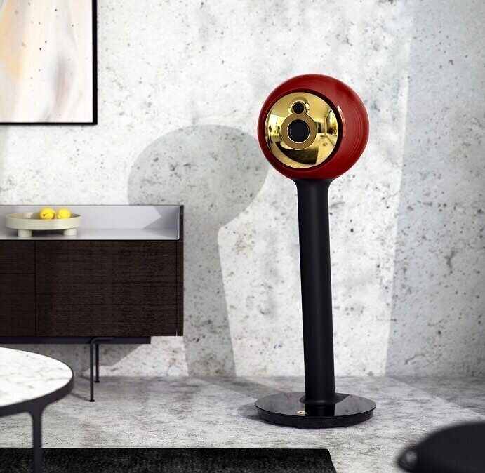 Node Audio Hylixa Signature: Speakers in nylon and fiberglass on a stainless steel base 8 Node Audio Hylixa Signature speakers: spiral labyrinth, nylon and fiberglass on stainless steel base