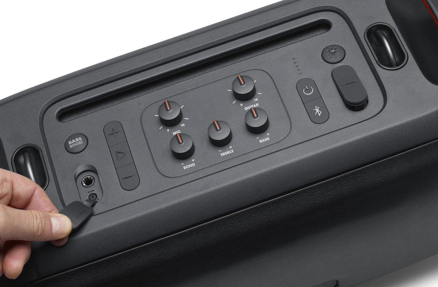 JBL PartyBox On-The-Go: 100W, Ripple Lighting, Wireless Microphone and Guitar Jack 9 d66dbf16797694eb836388087860e9d1