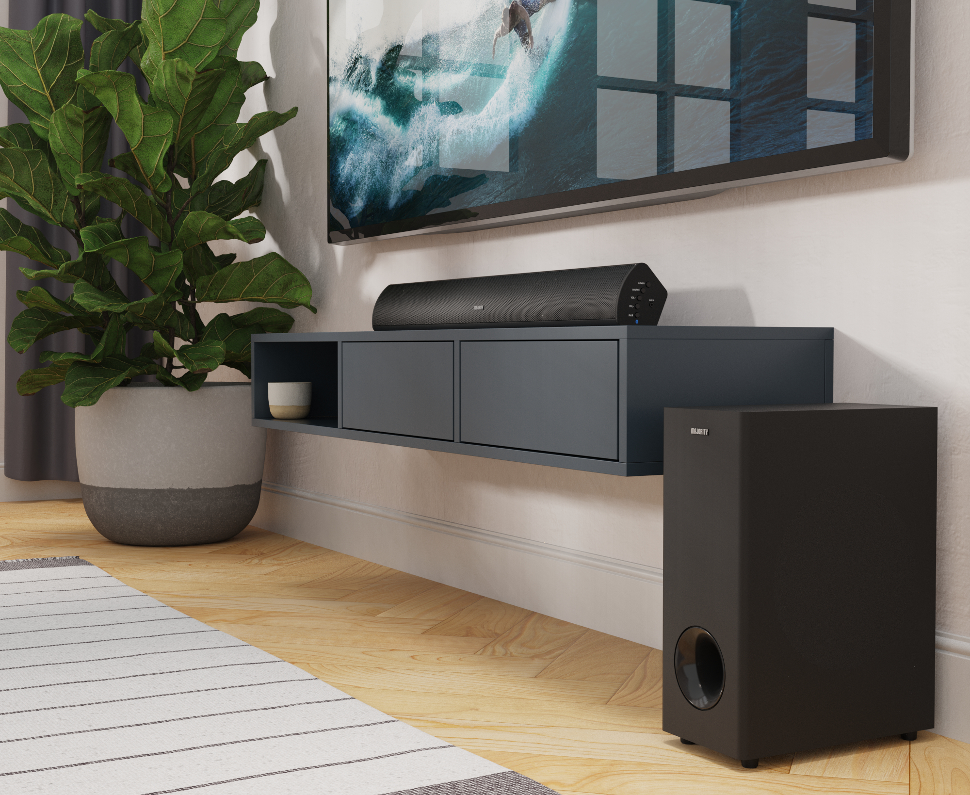 Majority Teton Plus: Powerful bluetooth soundbar with wireless subwoofer 10 Teton Plus HDMI ARC.347