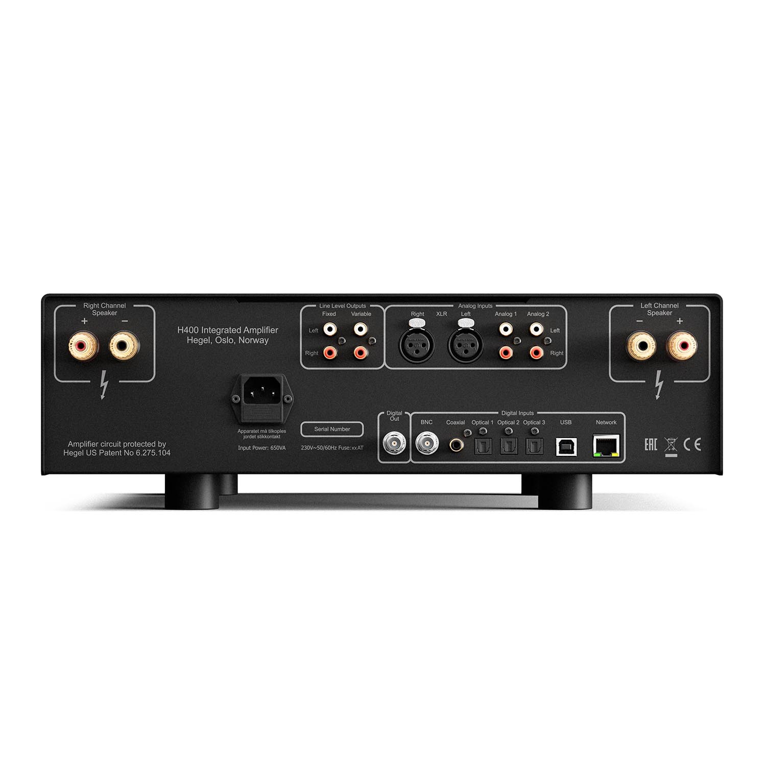Hegel H400: Uncompromising analog high-end stereo amplifier with digital qualities 9 Hegel H400 connections