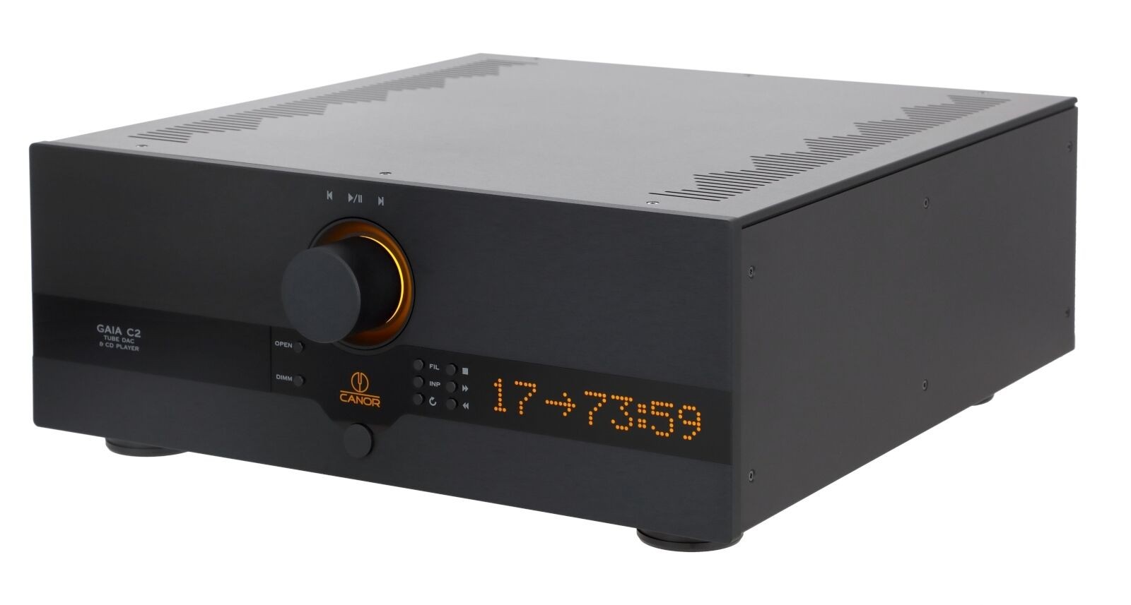 Canor Gaia C2: High-End Tube DAC and CD Player in One 11 Canor specifies the frequency response of the Gaia C2 as 20 to 20,000 Hz AN (-1.0 dB) via XLR/RCA, the total harmonic distortion is stated as less than 0.0007 percent at 1 kHz and 0 dBFS (XLR), and the channel separation as less than -118 dB at 10 kHz (XLR). The output voltage is 2 Vrms (RCA) or 4 Vrms (XLR).